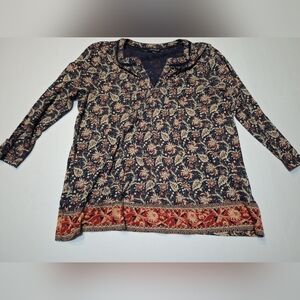 Lucky Brand 3/4 Sleeve Boho Shirt Size Large